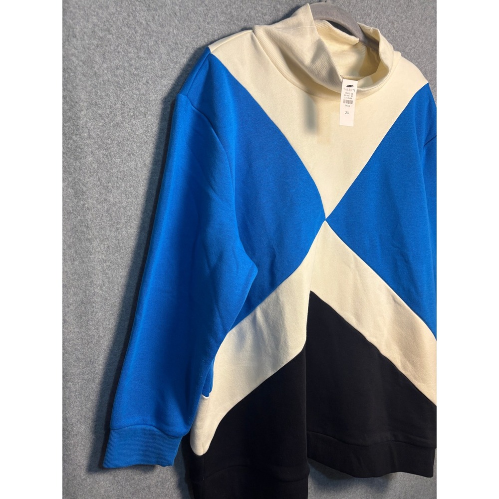 Talbots‎ 2X Colorblock Cowl Neck Sweatshirt Blue Cream Plus Size Preppy Coastal - Picture 4 of 9